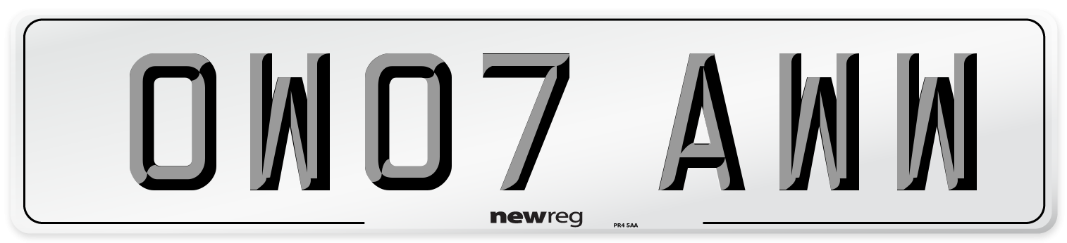 OW07 AWW Number Plate from New Reg